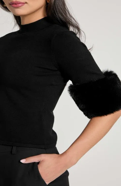 Marciano Faux Fur Cuff Festive Sweater In Black