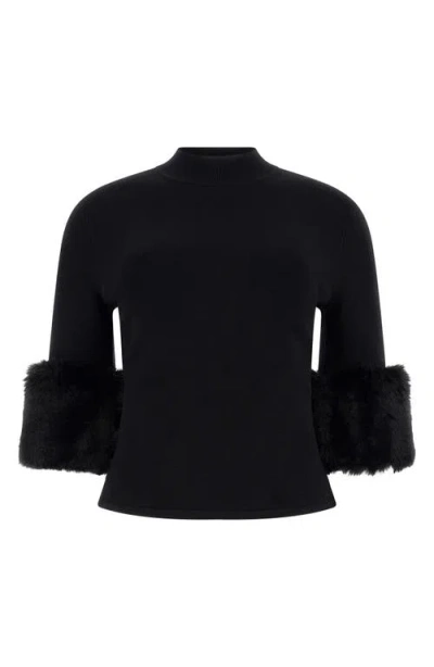 Marciano Faux Fur Cuff Festive Sweater In Black