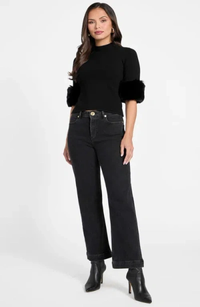 Marciano Faux Fur Cuff Festive Sweater In Black