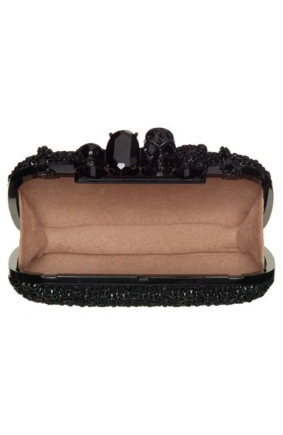 Alexander Mcqueen Mcqueen Skull Crystal Embellished Four-ring Box Clutch In Black