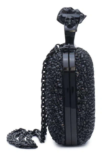 Alexander Mcqueen Mcqueen Skull Crystal Embellished Four-ring Box Clutch In Black