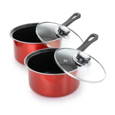 Gibson Everyday Everyday Cardinal 7 Piece Nonstick Steel Cookware Set In Red