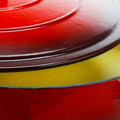 Crock-pot Enameled Cast Iron 5 Quart Round Braiser Pan With Self Basting Lid In Red