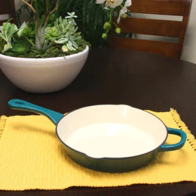 Crock-pot 10 In. Round Enameled Cast Iron Skillet In Green