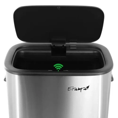 Elama 14.5 Gallon Automatic Sensor Hands Free Trash Can In Matte Silver In Silver