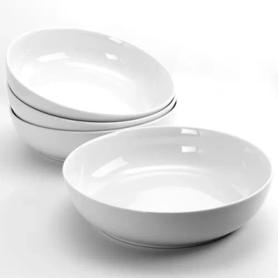 Gibson Home Extra Wide 8.5 In. Stoneware Dinner And Serving Bowls , Set Of 4 In White