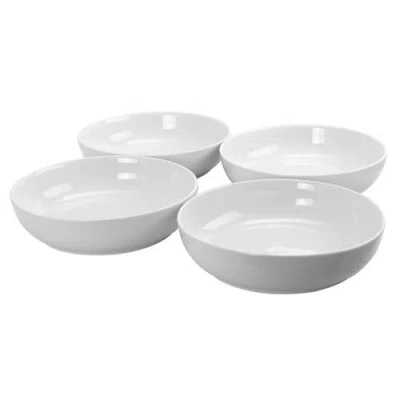 Gibson Home Extra Wide 8.5 In. Stoneware Dinner And Serving Bowls , Set Of 4 In White