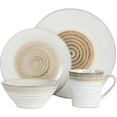 Gibson Elite Spiral Embossed 16 Piece Stoneware Dinnerware Set In Neutral