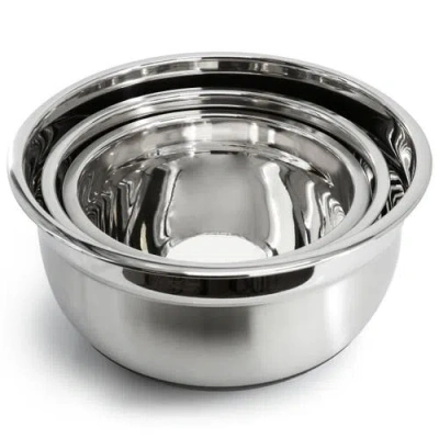 Oster Oswalt 3 Piece Mixing Bowl Set With Non-slip Bases In Silver
