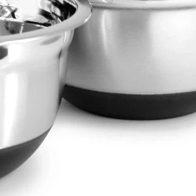 Oster Oswalt 3 Piece Mixing Bowl Set With Non-slip Bases In Silver
