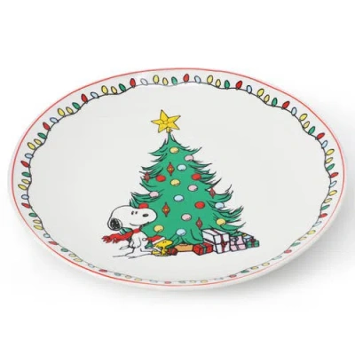 Peanuts Xmas 8 Piece 10.5 Inch Round Stoneware Dinner Plate Set In Multi