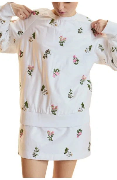 Cynthia Rowley Embroidered Pullover In White