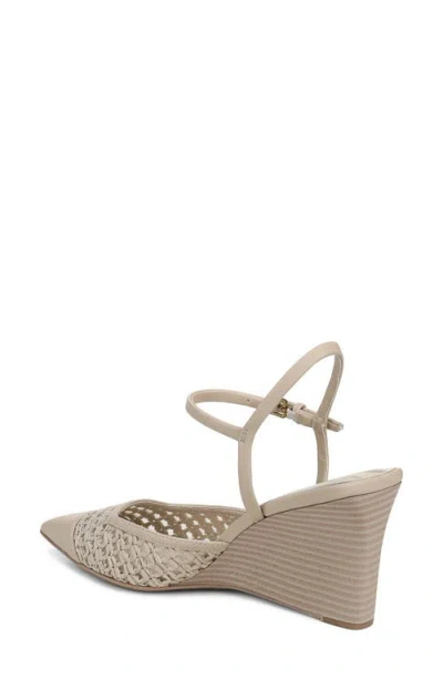 Franco Sarto Cherie Ankle Strap Pointed Cap Toe Wedge Pump In Nude