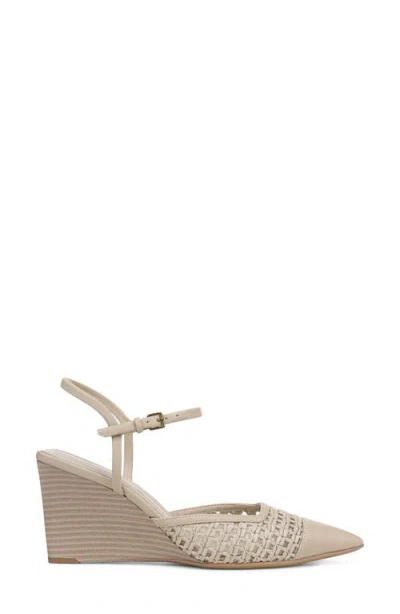 Franco Sarto Cherie Ankle Strap Pointed Cap Toe Wedge Pump In Nude