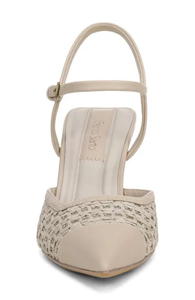 Franco Sarto Cherie Ankle Strap Pointed Cap Toe Wedge Pump In Nude