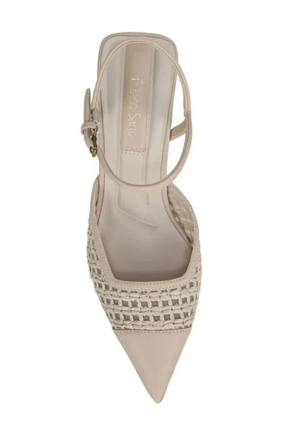 Franco Sarto Cherie Ankle Strap Pointed Cap Toe Wedge Pump In Nude