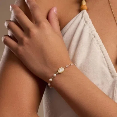 Karma And Luck Intentions Aligned Rainbow Moonstone Lotus Gold Bracelet In Multi