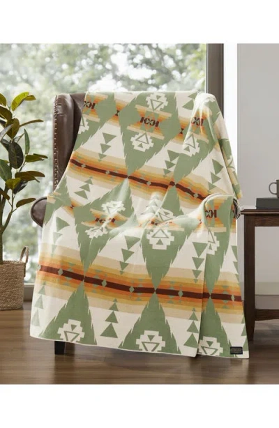 Pendleton Siskiyou Geo Print Throw Blanket In Green