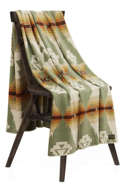 Pendleton Siskiyou Geo Print Throw Blanket In Green
