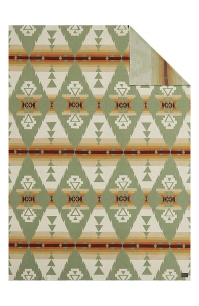 Pendleton Siskiyou Geo Print Throw Blanket In Green