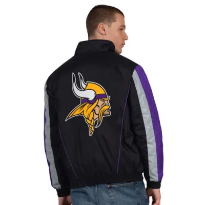 Starter Black Minnesota Vikings Thursday Night Gridiron Half-zip Jacket In Black