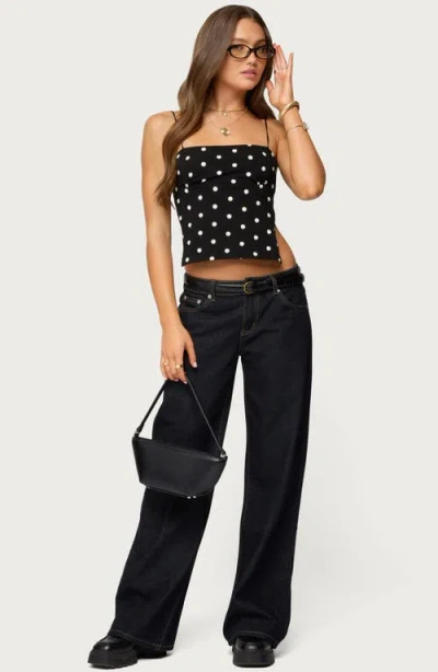 Edikted Jinx Dot Open Back Crop Tank In Black