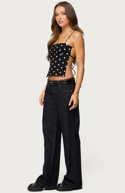 Edikted Jinx Dot Open Back Crop Tank In Black