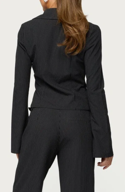Edikted Pinstripe Tailored Button-up Shirt In Black