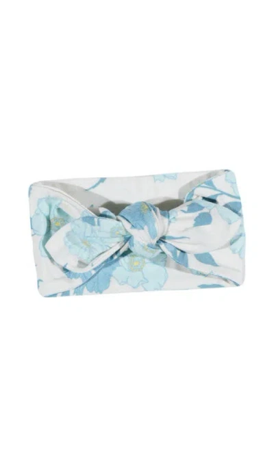 Everly Grey Ruffle Romper & Head Wrap Set In Blue