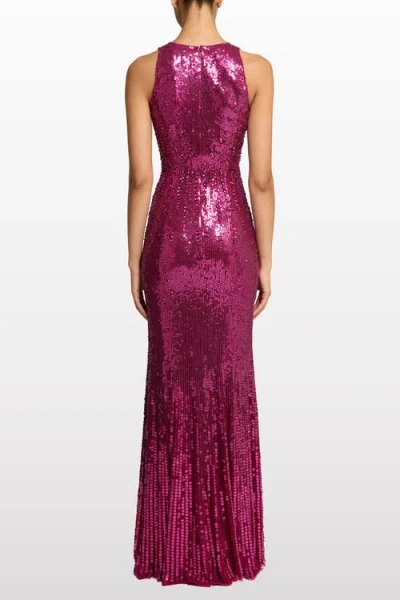 Jenny Packham Black Flower Sequined V-neck Maxi Dress In Purple