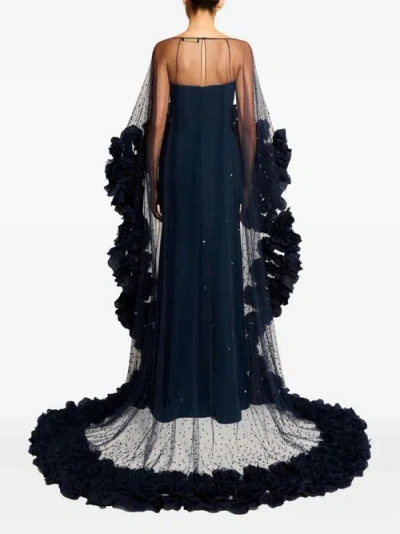 Jenny Packham Petal Bloom Ruffle-detailed Maxi Dress In Black