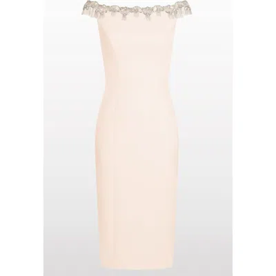 Jenny Packham Valorie Beaded Off-shoulder Midi Dress In White