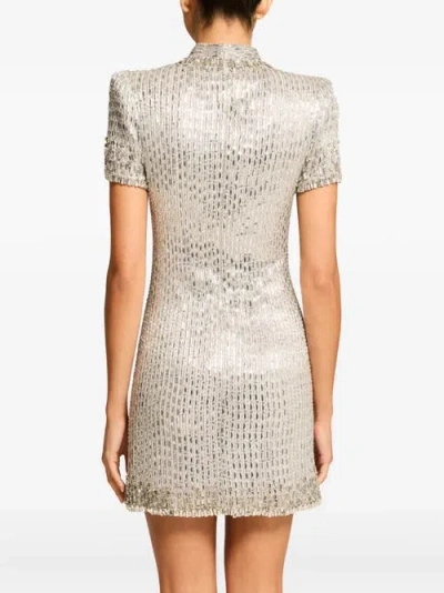 Jenny Packham Kitty Crystal-embellished Turtleneck Mini Dress In Neutral