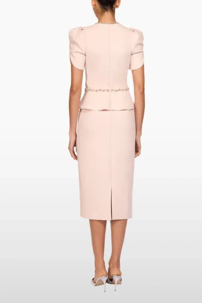 Jenny Packham Vienna Embellished Puff-sleeve Midi Dress In Pink