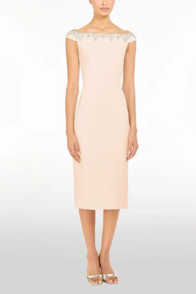 Jenny Packham Valorie Beaded Off-shoulder Midi Dress In White