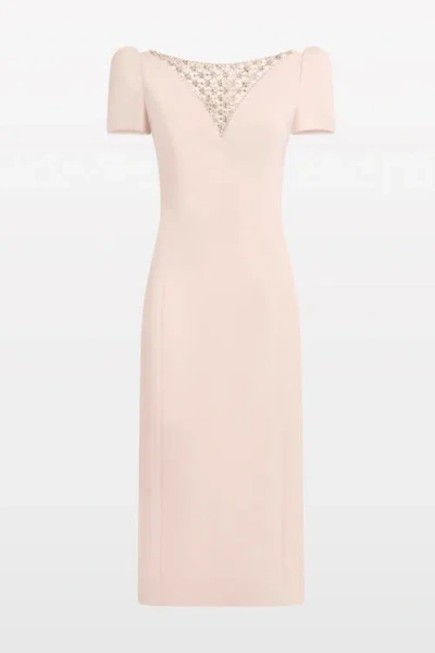 Jenny Packham Vienna Embellished Puff-sleeve Midi Dress In Pink