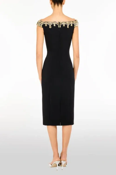 Jenny Packham Valorie Beaded Off-shoulder Midi Dress In Black