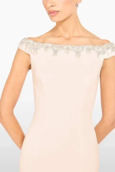 Jenny Packham Valorie Beaded Off-shoulder Midi Dress In White