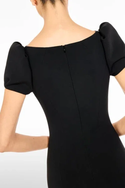 Jenny Packham Vienna Embellished Puff-sleeve Midi Dress In Black