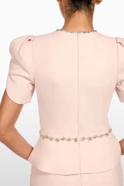 Jenny Packham Vienna Embellished Puff-sleeve Midi Dress In Pink