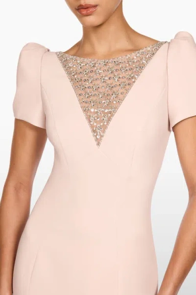 Jenny Packham Vienna Embellished Puff-sleeve Midi Dress In Pink