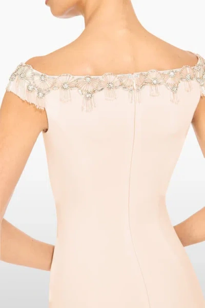 Jenny Packham Valorie Beaded Off-shoulder Midi Dress In White