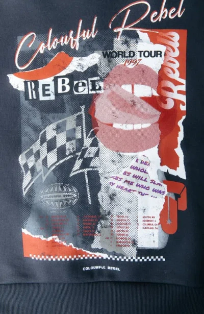 Colourful Rebel Collage Relaxed Sweat In Black