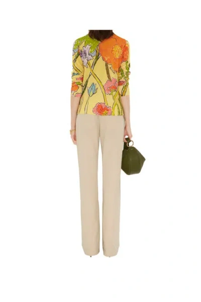 Burberry Highgrove Cascading Flowers Wool Cardigan In Yellow