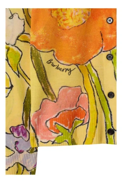 Burberry Highgrove Cascading Flowers Wool Cardigan In Yellow