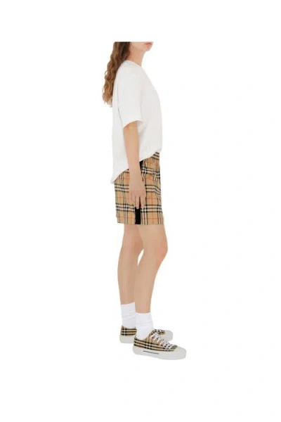 Burberry Check Cotton Shorts In White