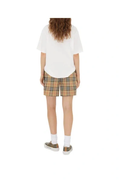 Burberry Check Cotton Shorts In White