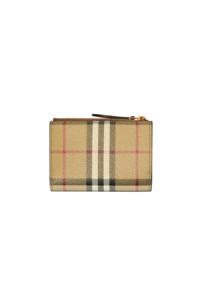 Burberry Small Check Bifold Wallet In Brown