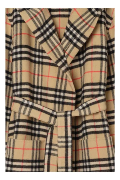 Burberry Check Wool Cashmere Robe In Brown