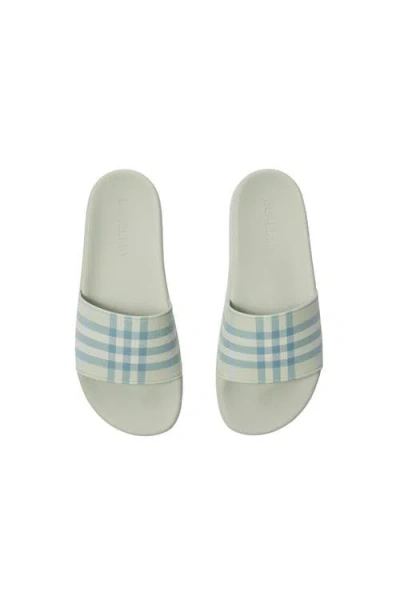 Burberry Check-pattern Slides In Green